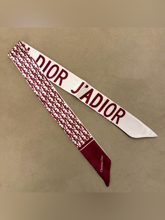 Unbranded Accessories - *D*I*O*R* Monogram Print Twilly Bandeau Wrap Scarf - Shiny Wine